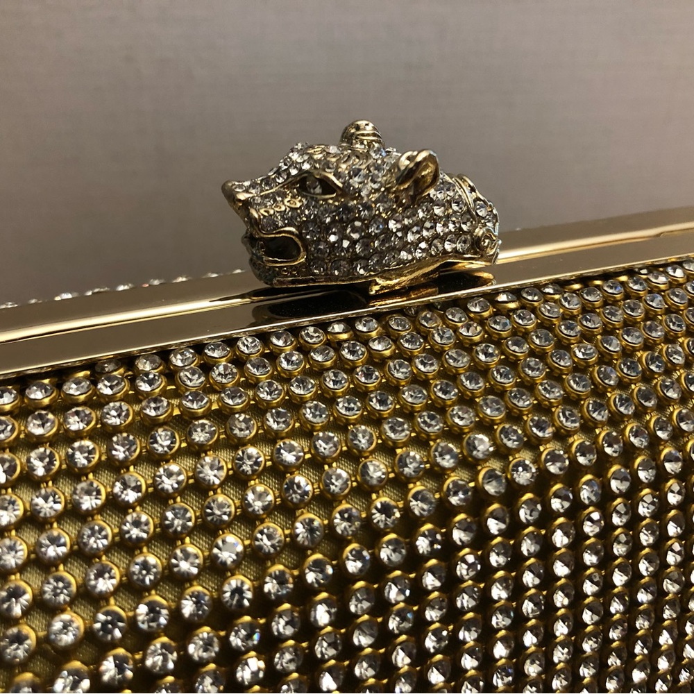 Real Collectibles by Adrienne Rhinestone Panther Clutch w/Shoulder Strap +Bonus - Picture 3 of 9